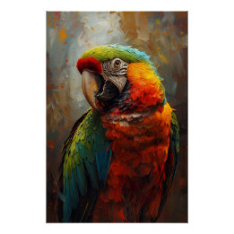 Poster Portrait de perroquet artistique - Peinture à l'hu