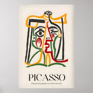 Poster Portrait de Picasso Jacqueline Chapeau de Paille96