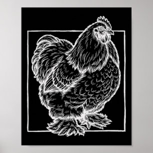 Poster Portrait de poulet Cochin - Oiseau de ferme vintag