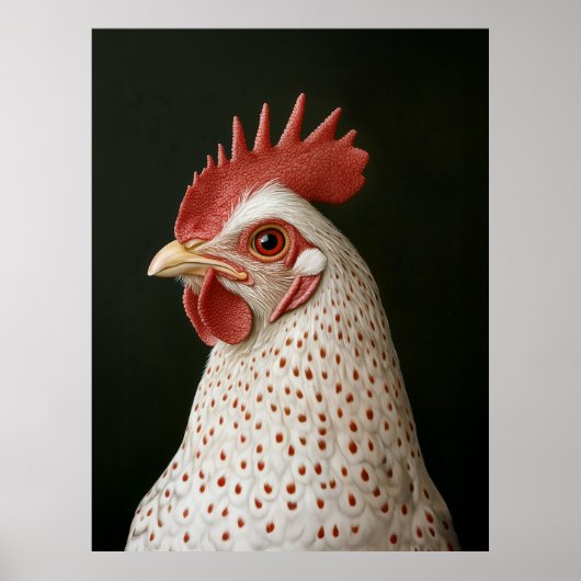 Poster Portrait de poulet tacheté (Devant)