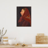 Poster Portrait de profil femme en rouge (Cuisine)