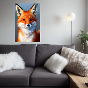 Poster Portrait de renard rouge cool et mignon Art AI