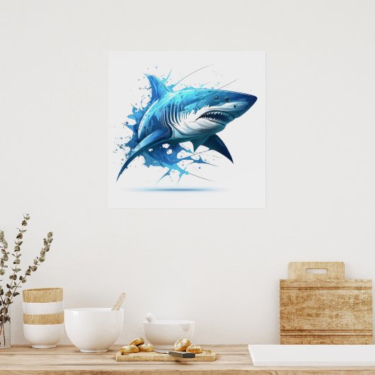 Poster Portrait de requin Peinture animale Faune à l'exté (Cuisine)