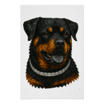Portrait de Rottweiler en mosaïque de pierres préc