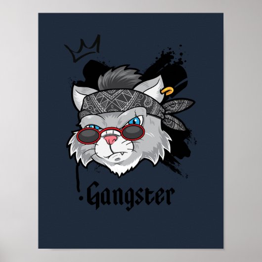 Poster Portrait de rue Gangster Cat (Devant)