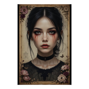 Poster Portrait de sang gothique