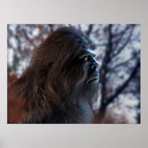 POSTER PORTRAIT DE SASQUATCH BIGFOOT DANS LE PROFIL DE DU