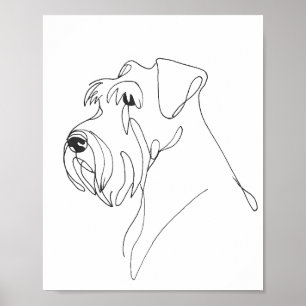 Poster Portrait de Schnauzer peinte à la main