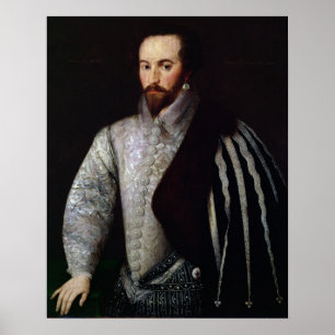Poster Portrait de Sir Walter Raleigh 1588