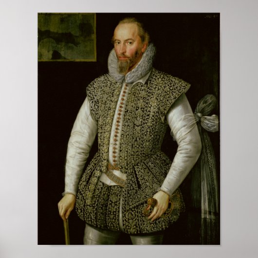 Poster Portrait de Sir Walter Raleigh, 1598 (Devant)