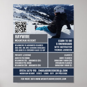 Poster Portrait de skieur, leçons de ski/snowboard