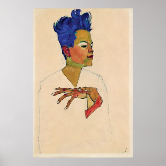 Poster Portrait de soi-même d'Egon Schiele Expressionnism (Devant)