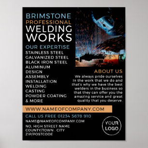 Poster Portrait de soudeur, Travailleur en métal, Publici