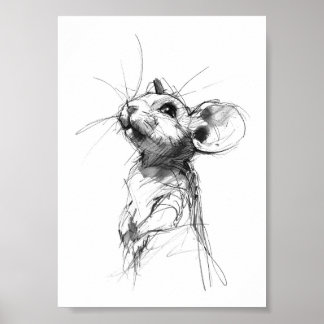 Poster Portrait de Souris Mignon 