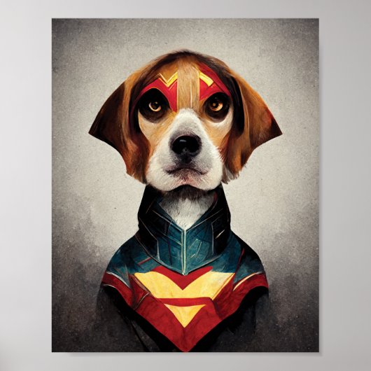 Poster Portrait de Superhero Dog | (Devant)