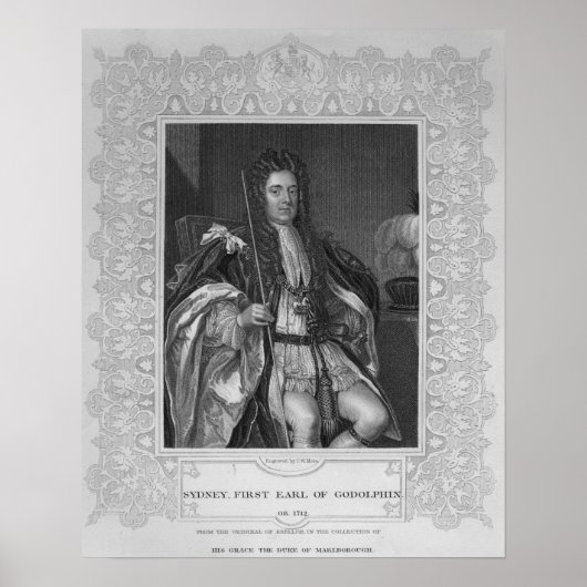 Poster Portrait de Sydney, premier comte de Godolphin (Devant)