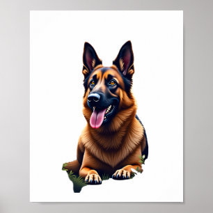 Poster Portrait de tête de chien berger allemand Amateur