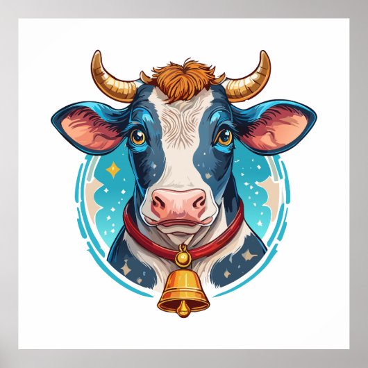 Poster Portrait de tête de vache (Devant)