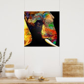 Poster Portrait de tête d'éléphant coloré (Cuisine)