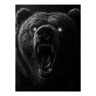 Poster Portrait de tête d'ours féroce