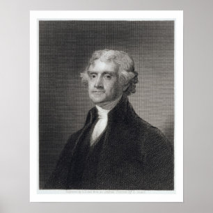 Poster Portrait de Thomas Jefferson, gravé par le Br de