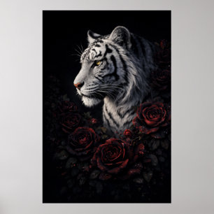 Poster Portrait de Tigre Blanc – Puissance Calme et Regar
