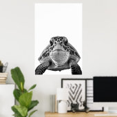 Poster Portrait de tortue marine moderne noir blanc   (Bureau à domicile)