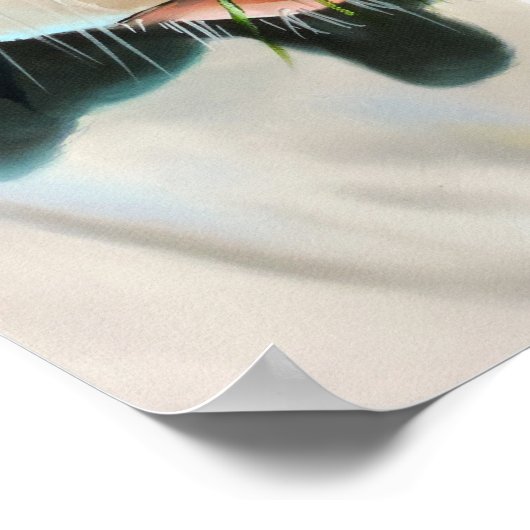 Poster Portrait de vache noir et blanc (Coin)