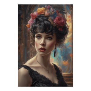 Poster Portrait de vêtement féminin sans temps AI Art cro