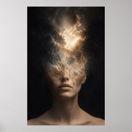Poster Portrait de visage éthéré se dissolvant | Esprit s (Devant)