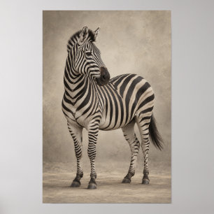 Poster Portrait de zèbre dans une lumière neutre douce su