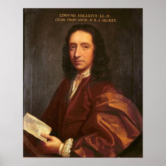 Poster Portrait d'Edmond Halley, c.1687 (Devant)