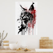 Poster Portrait d'encre Bobcat (Cuisine)