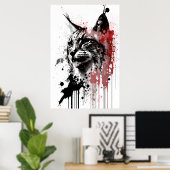 Poster Portrait d'encre Bobcat (Bureau à domicile)