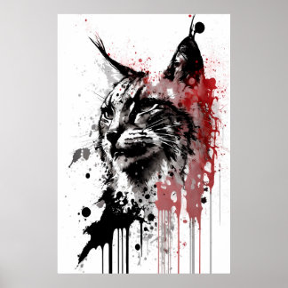 Poster Portrait d'encre Bobcat