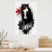Poster Portrait d'encre Clydesdale (Cuisine)