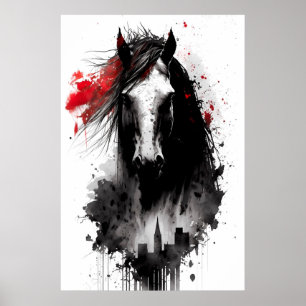 Poster Portrait d'encre Clydesdale