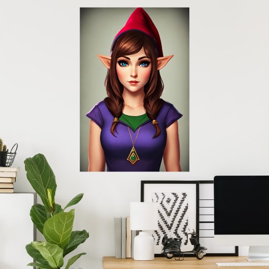 Poster Portrait des femmes génome elf hybride | Art AI (Bureau à domicile)