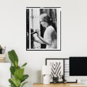 Poster Portrait d'Helen Keller Toucher une statue (Bureau à domicile)