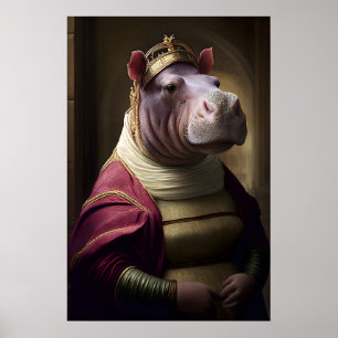 Poster Portrait d'Hippopotame de la Renaissance Aristocra