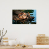 Poster Portrait d'Hippopotamus de soins à la mère (Cuisine)