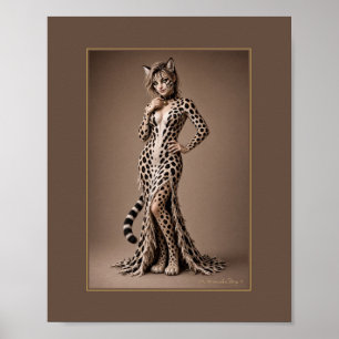 Poster Portrait d'Oceline, femme ocelot en studio