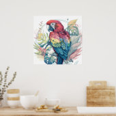Poster Portrait d'oiseaux perroquets Peinture animale Fau (Cuisine)