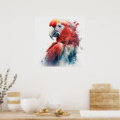 Poster Portrait d'oiseaux perroquets Peinture animale Fau (Cuisine)