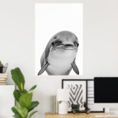 Poster Portrait Dolphin moderne noir blanc (Bureau à domicile)