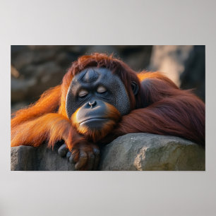 Poster Portrait d'orang-outan sauvage se relaxant