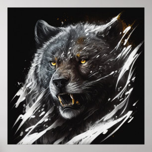 Poster Portrait d'ours Peinture animale Aventure Faune
