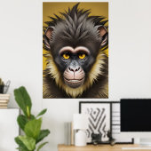 Poster Portrait drôle de singe (Bureau à domicile)