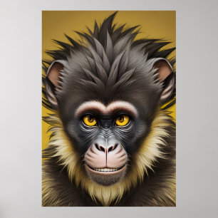 Poster Portrait drôle de singe