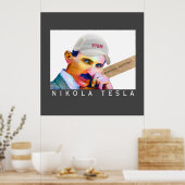 Poster Portrait drôle Tesla (Cuisine)
